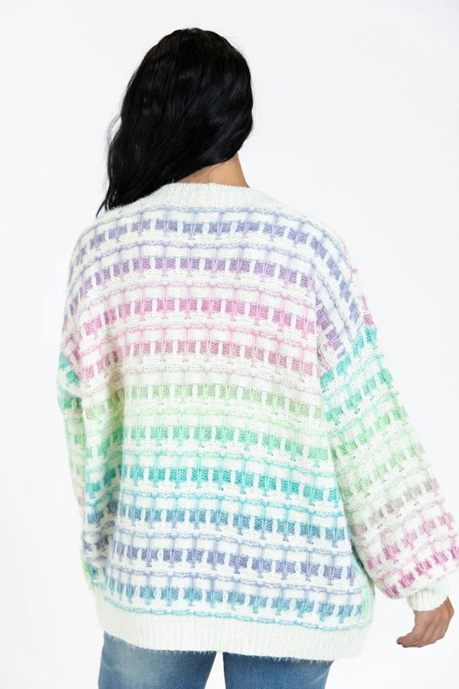 Have It All Cream Multi Color Waffle Cardigan SALE