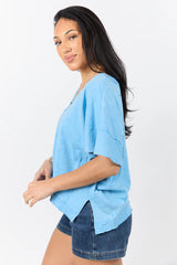 Rooted Essential Blue V-Neck Tee