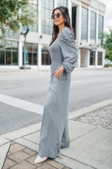 Deep In My Heart Heather Grey Knit Solid Jumpsuit FINAL SALE