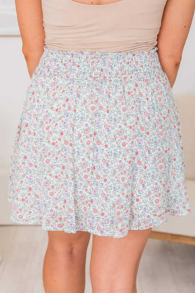 One More Time Ivory/Multi Floral Skirt FINAL SALE