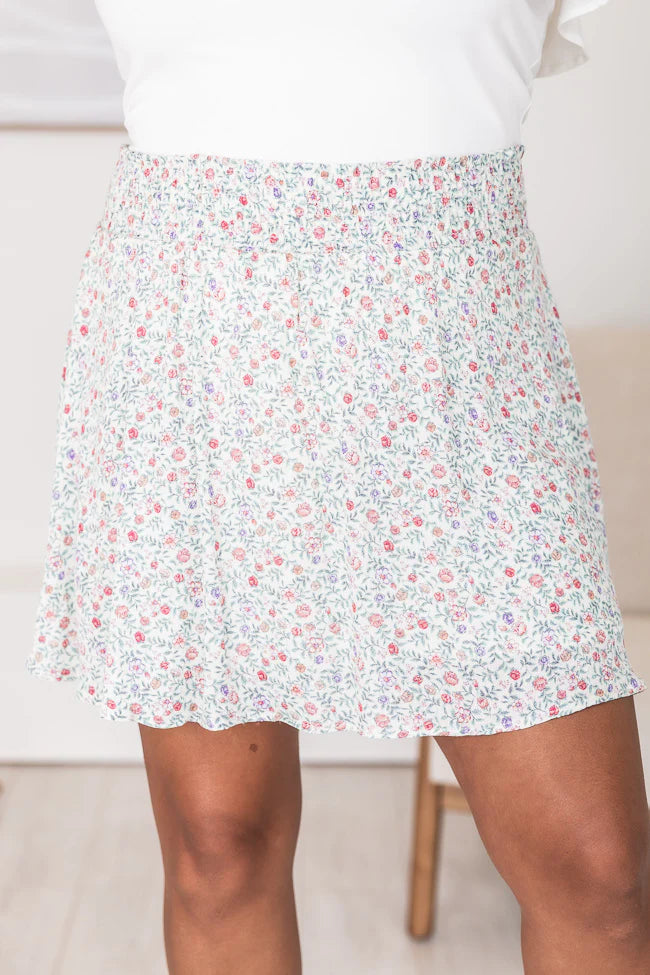 One More Time Ivory/Multi Floral Skirt FINAL SALE