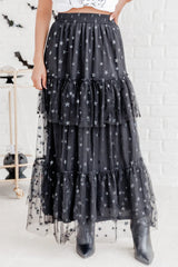 California Dreaming Black Star Tulle Maxi Skirt FINAL SALE