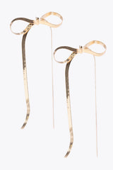 Snake Chain Gold Bow Earrings