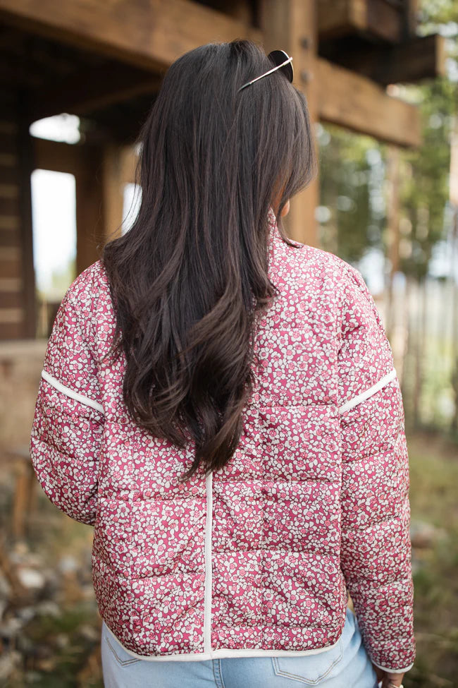 Set Me Free Berry Floral Quilted Jacket