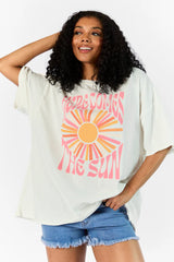 Here Comes The Sun Burst Off White Hyfve Oversized Graphic Tee