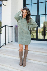 Eyes For You Olive Half Zip Sweater Dress FINAL SALE