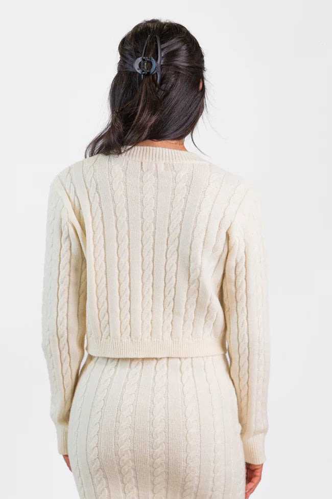 There's Always Hope Bow Front Cable Knit Cardigan