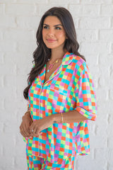 Good To Get Away In Glamour On The Grid Bamboo Pajama Top SALE