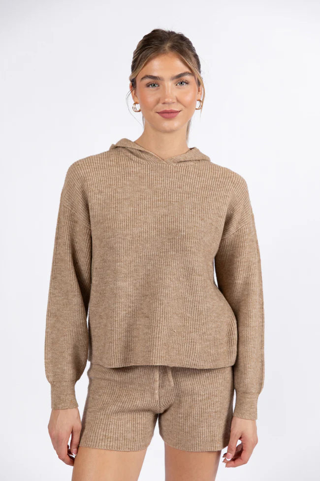 Cloud Chaser Mocha Sweater Knit Hoodie SALE