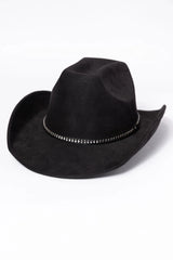 Black Rectangle Stud Band Cowboy Hat