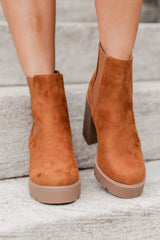 Barbara Camel Suede Platform Booties FINAL SALE