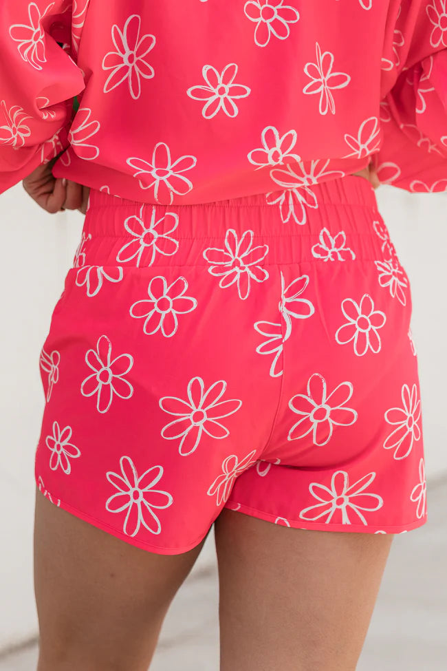 Errands to Run Pink Flower High Waist Shorts SALE