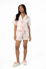 Hitting Snooze Pink Floral Striped Pajama Shorts