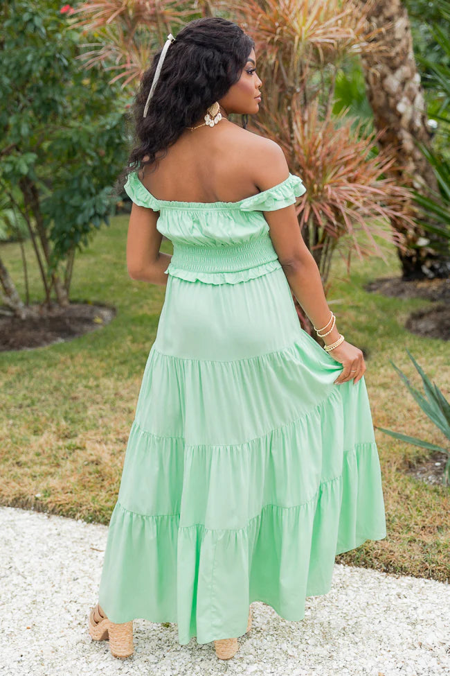 Living A Dream Green Woven Maxi Dress SALE