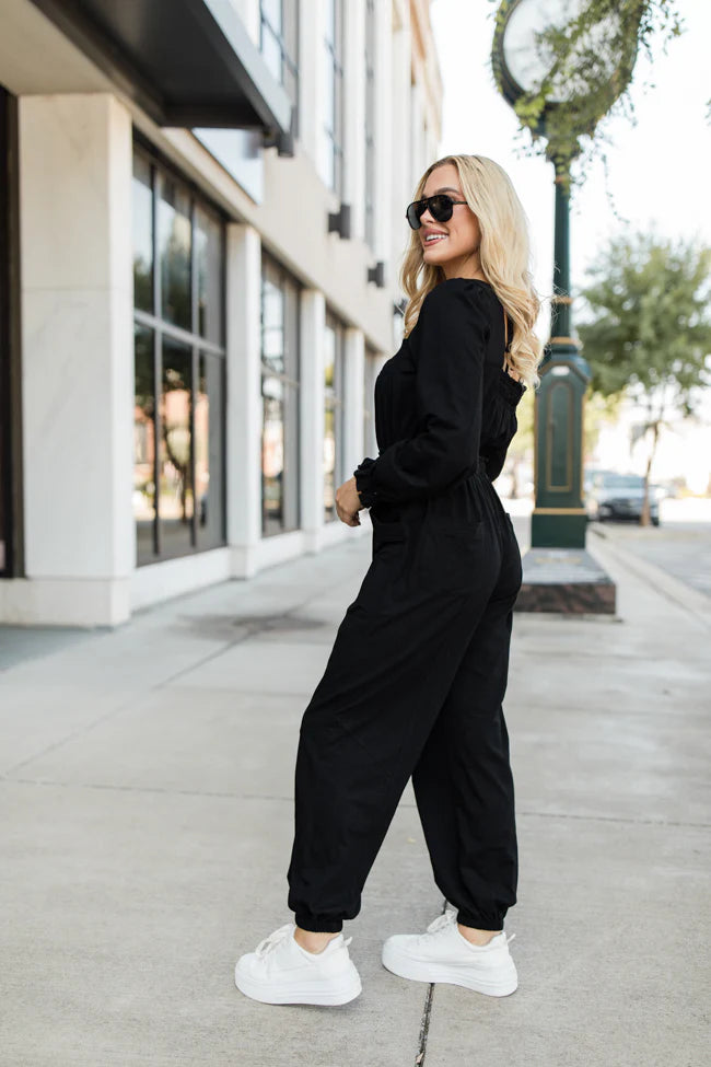 Bop Around Black Jogger Style Jumpsuit FINAL SALE