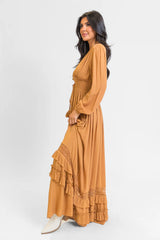 Lucky To Have You Camel Maxi Dress