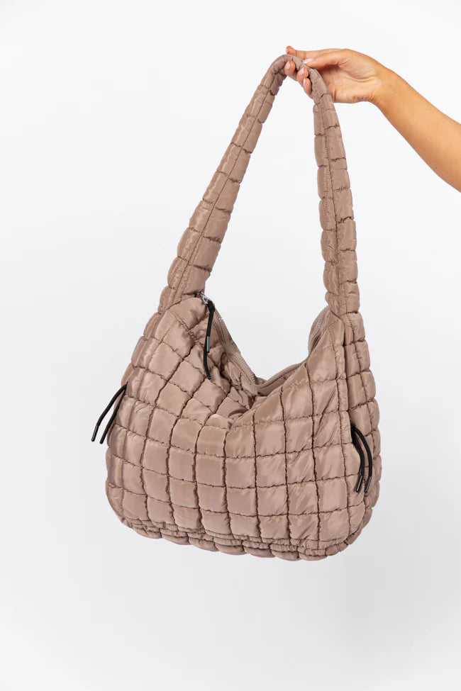 Tan Quilted Carry All Bag