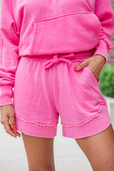 Learn As You Go Pink Acid Wash Knit Shorts