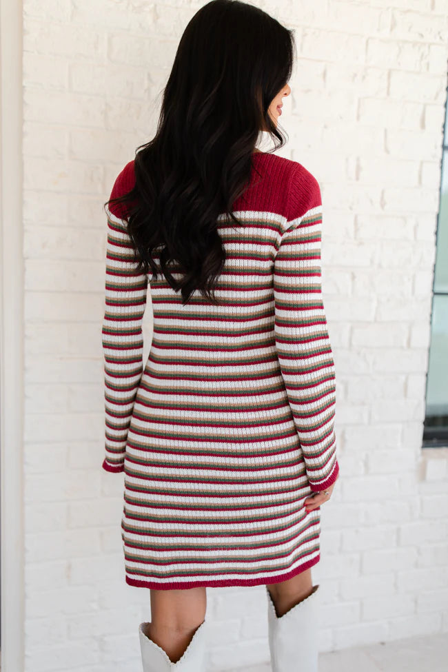 All About It Multi Striped Knit Sweater Dress FINAL SALE