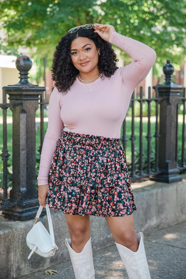 Breezy Black Floral Tiered Skort FINAL SALE