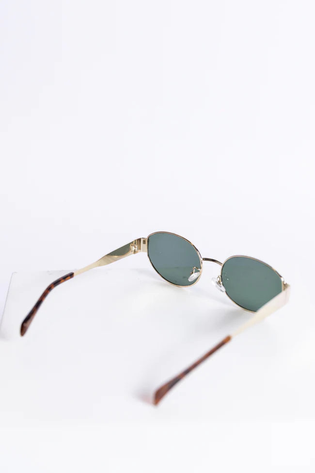 Gold Oval Wire Framed Sunglasses