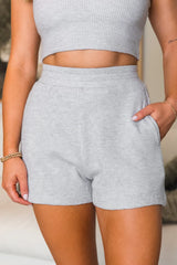 Essential Ease Grey Waffle Knit Pull On Shorts SALE