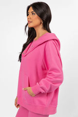 Outta Sight Pink Button Detail Hooded Pullover SALE