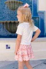 Kid's Through The Garden Pink And Ivory Floral Mini Skort FINAL SALE