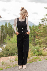 Can't Replace You Black Button Front Wide Leg Overalls FINAL SALE