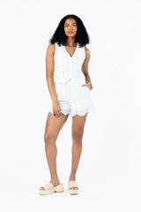 Ready, Set, Bloom White Eyelet Pull On Shorts