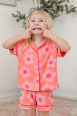 Kid's Good To Get Away Orange and Pink Floral Pajama Set SALE