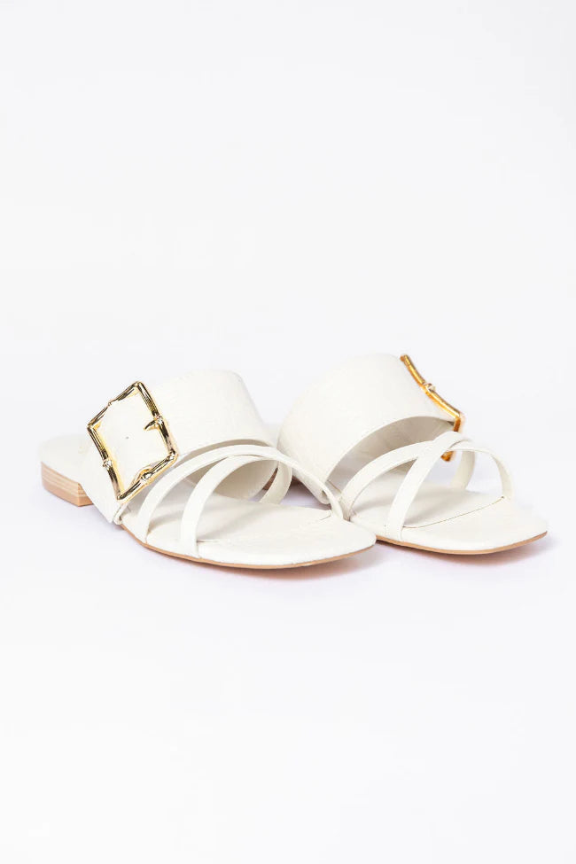 Blaine White Buckle Sandals