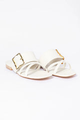 Blaine White Buckle Sandals