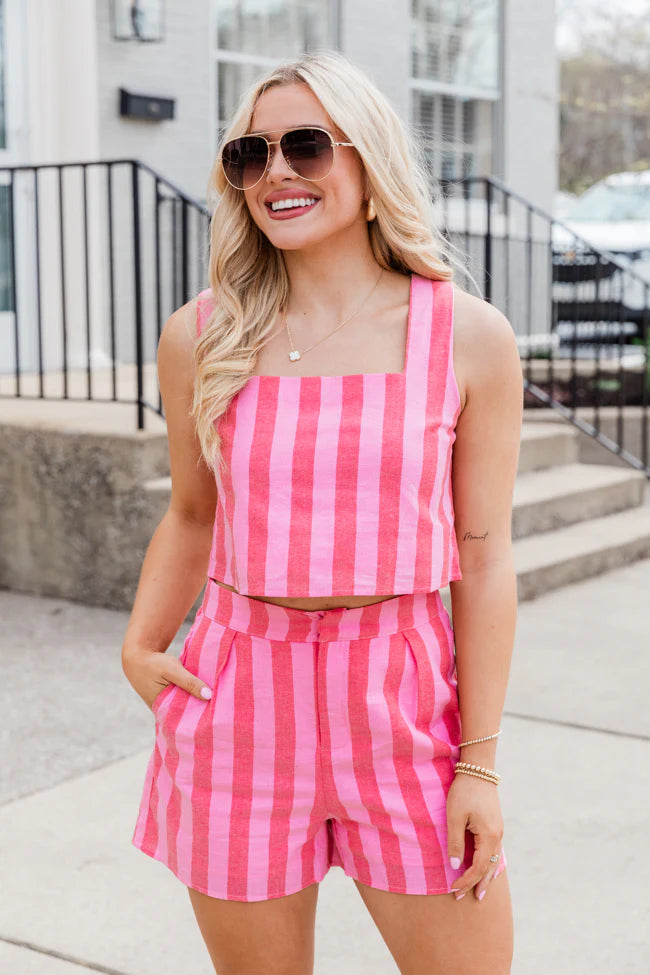 Daily Reminder Pink and Red Tank and Shorts Stripe Set SALE