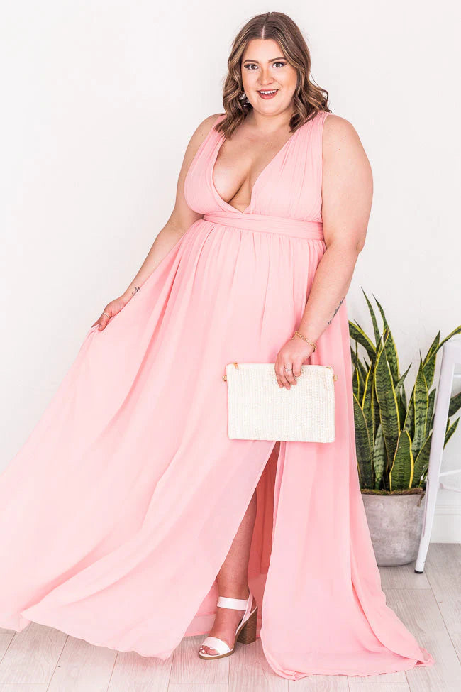 Passport Flight Blush V-Neck Maxi Dress FINAL SALE