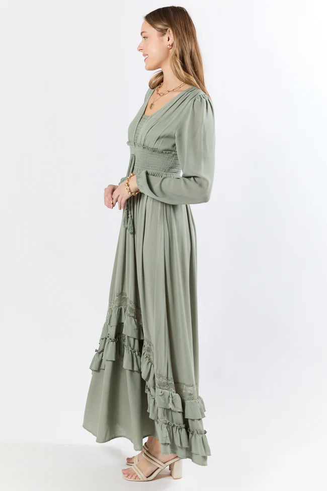 Lucky To Have You Sage Maxi Dress - Coming Soon