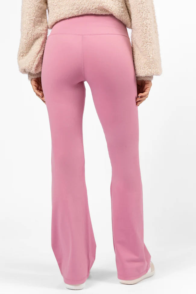 Get Moving Pink Flare Knit Leggings SALE