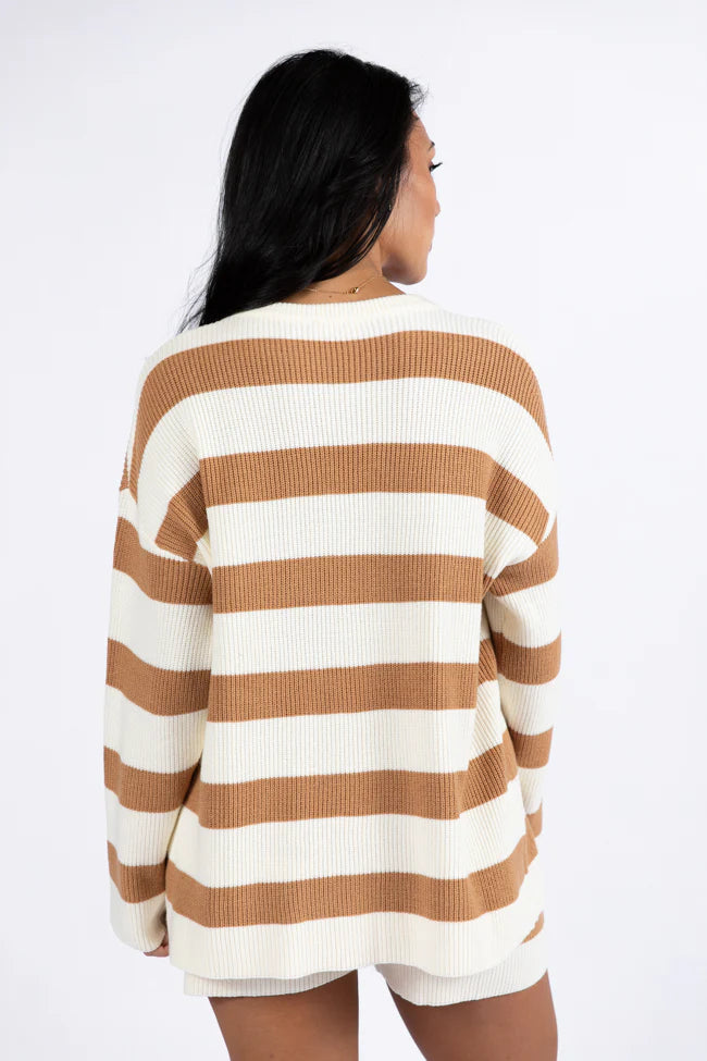 Sign Of The Times Ivory and Tan Striped Sweater Set SALE