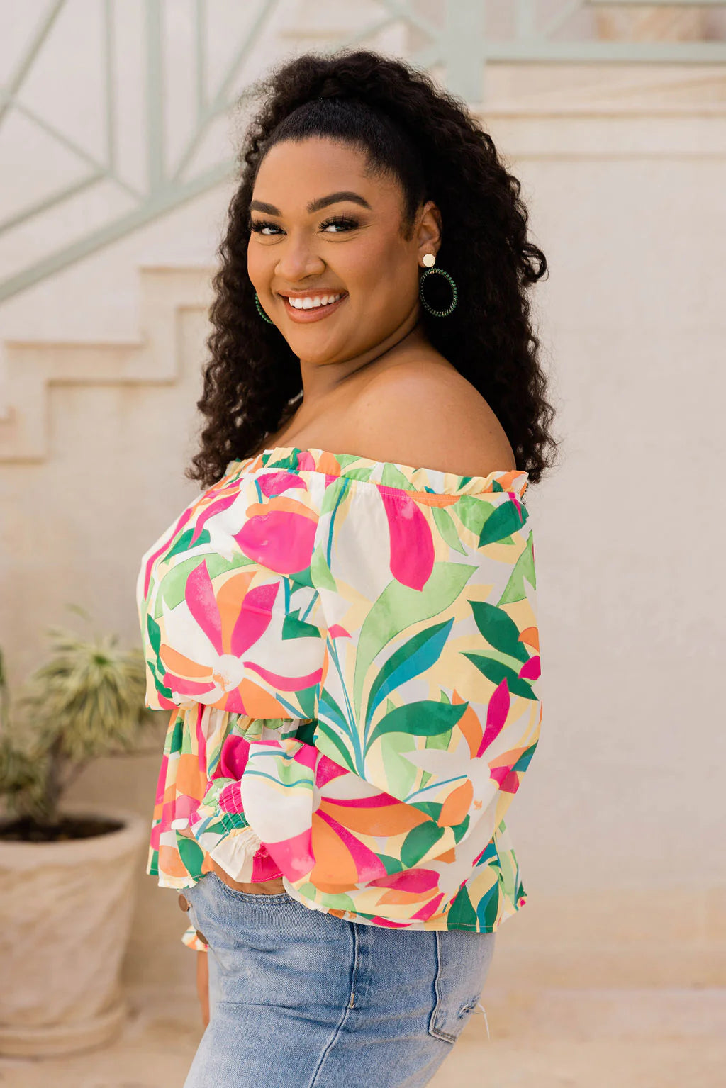 I Found Paradise Multi Off The Shoulder Printed Blouse FINAL SALE