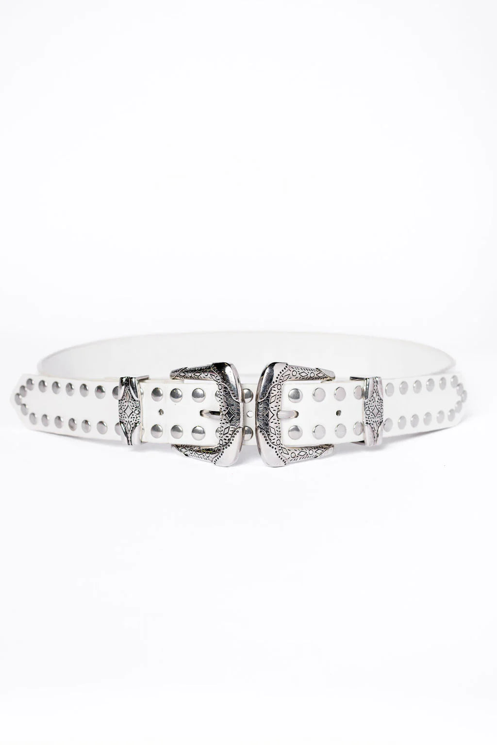 White Double Buckle Belt