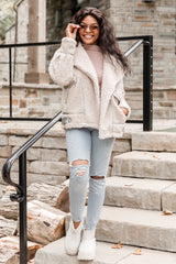 All Your Reasons Beige Sherpa Moto Jacket FINAL SALE