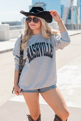 Nashville Light Grey Oversized Graphic Sweatshirt