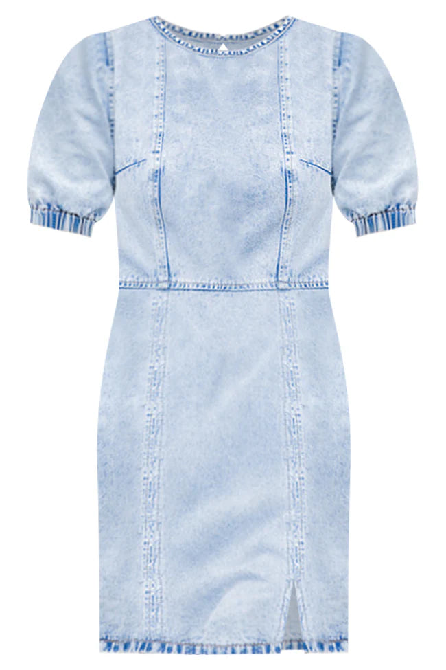 The One I Loved Acid Wash Puff Sleeve Mini Dress FINAL SALE