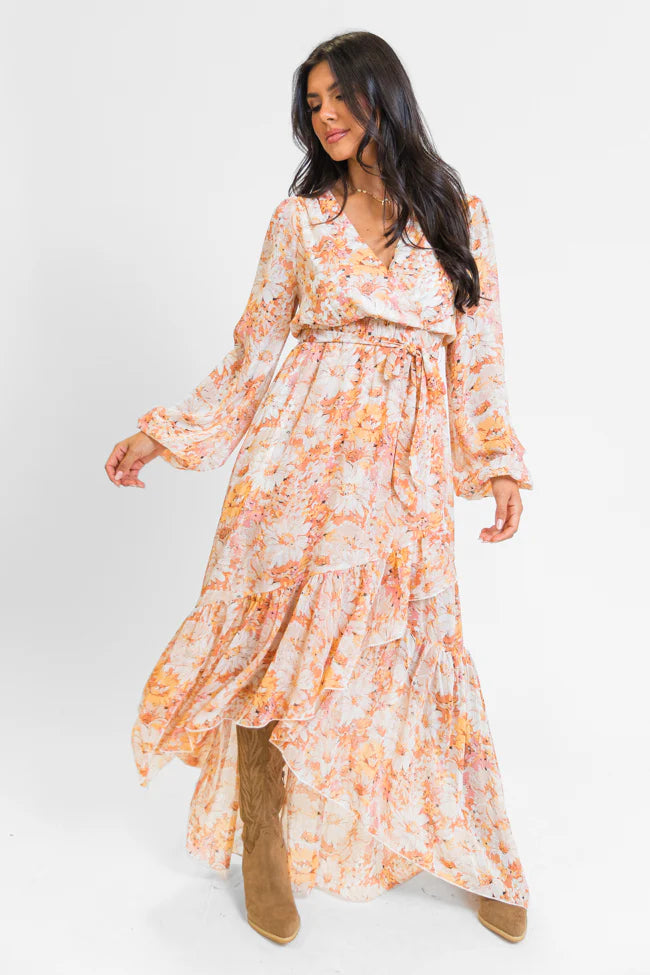 Know Me So Well Multi Floral Printed Long Sleeve Maxi Dress