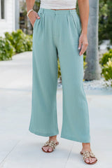 Off To Brunch Sage Gauze Trousers SALE