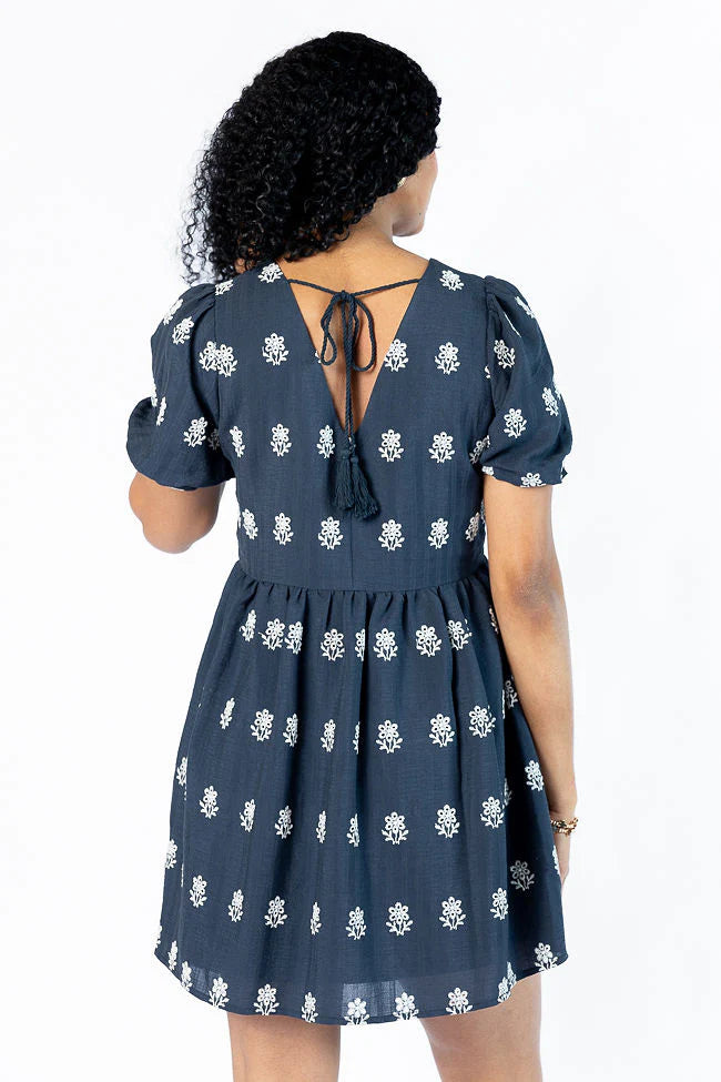 Figured It Out Navy Stitched Detail Mini Dress