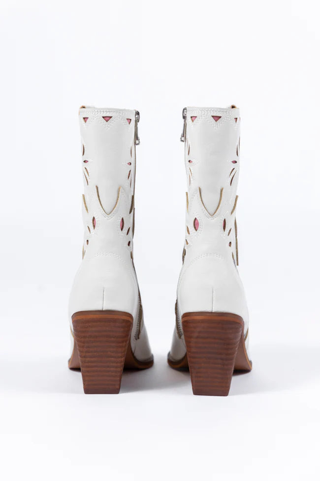 Dallas White Pointed Toe Booties