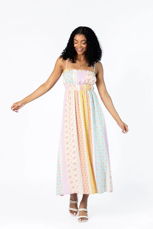 Lovingly Yours Multi Patchwork Print Midi Dress