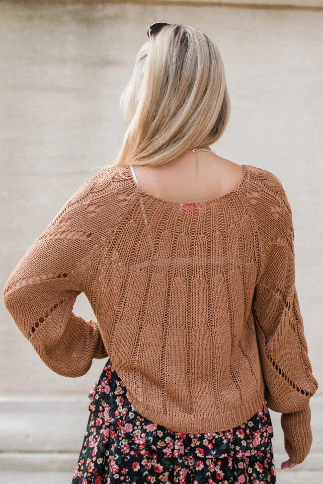 I'm Just Me Brown Cable Knit Lightweight Sweater