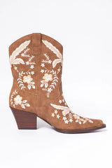 Paige Cocoa Embroidered Bootie